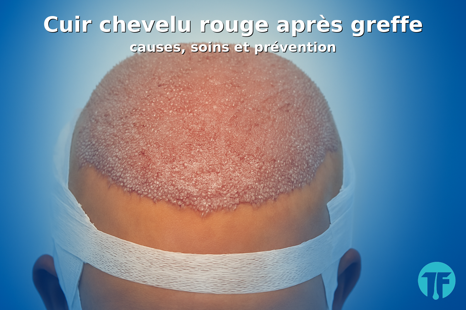 cuir chevelu rouge après greffe