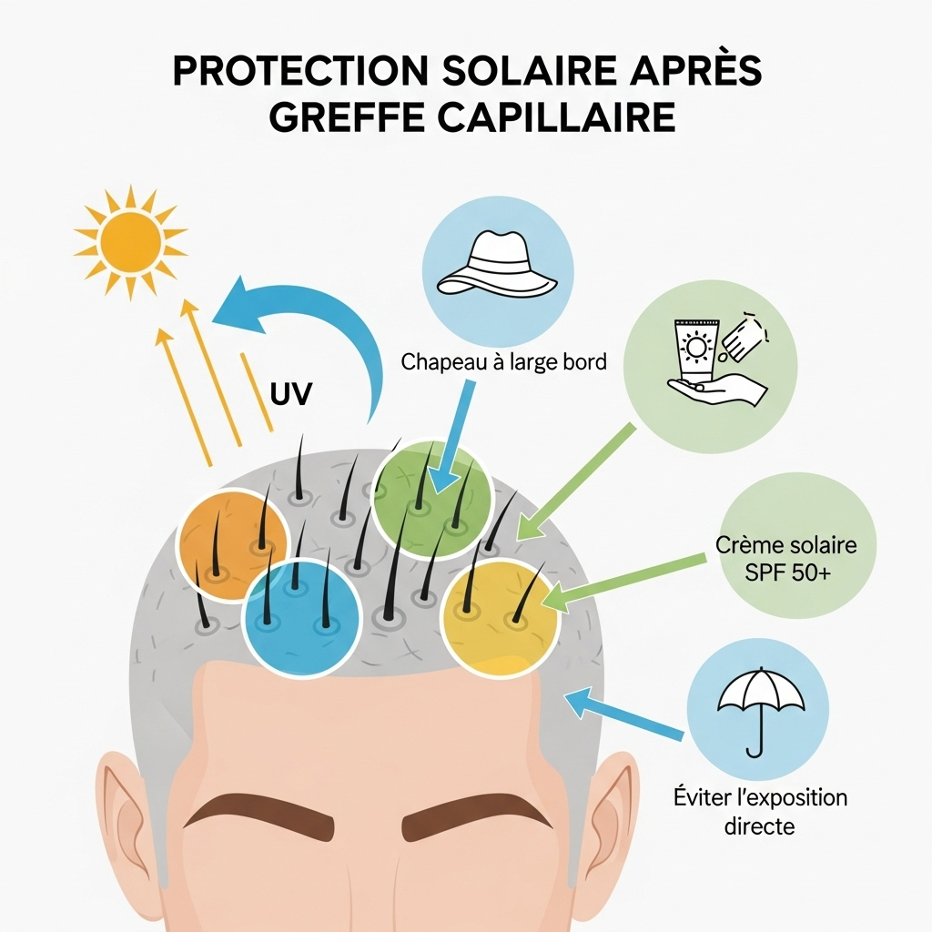 Soleil après Greffe une Cheveux