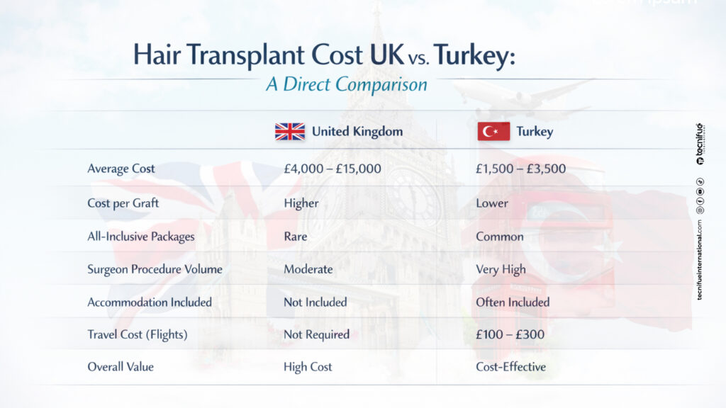 Hair Transplant Cost UK vs. Turkey